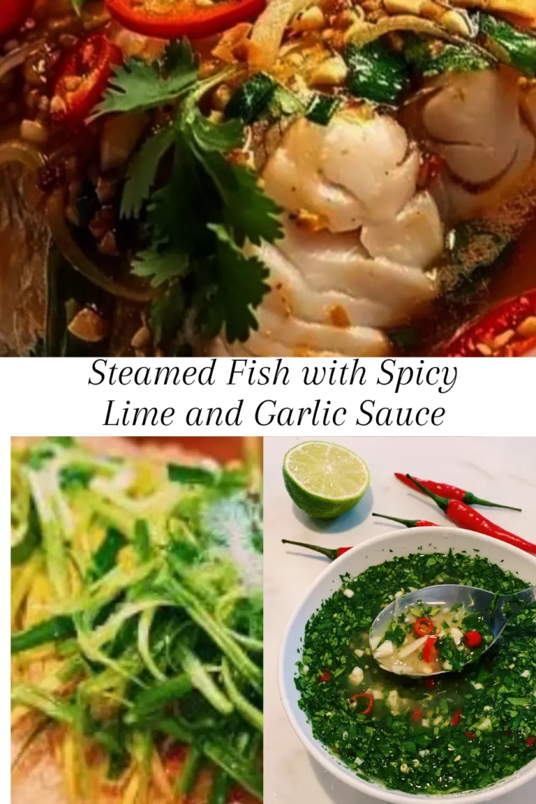 Steamed Fish with Spicy Lime and Garlic Sauce
