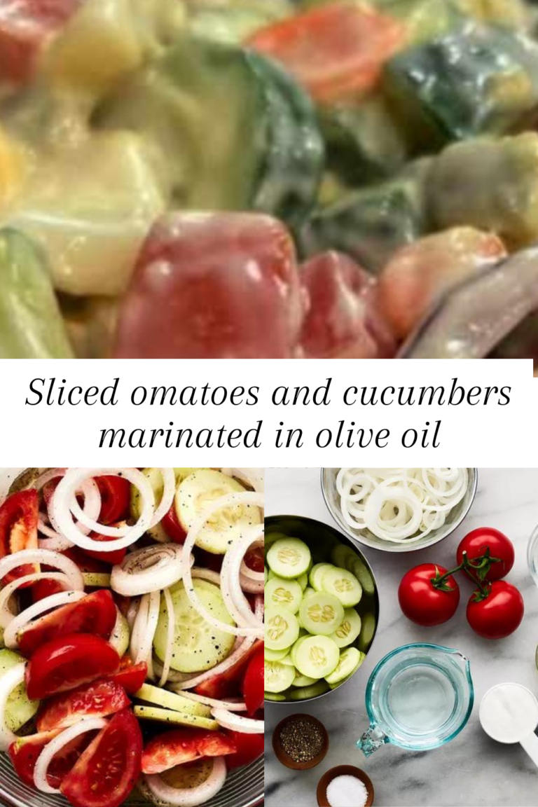 Sliced omatoes and cucumbers marinated in olive oil