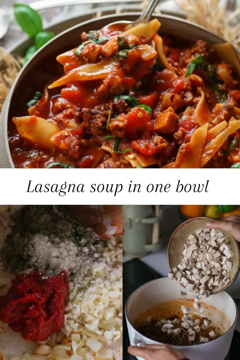 Lasagna soup in one bowl