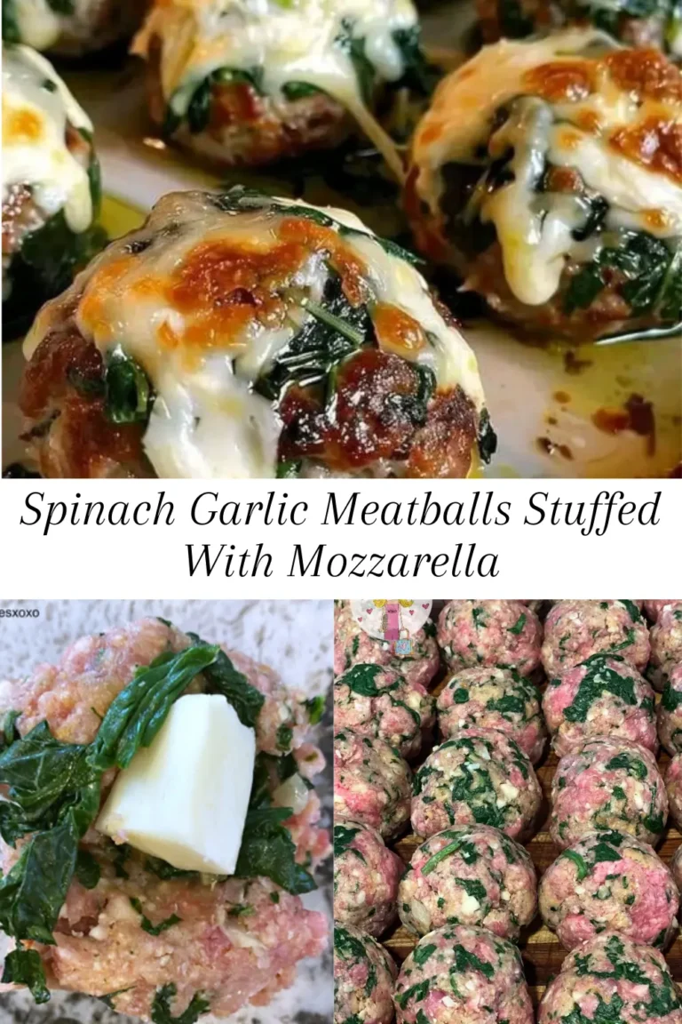 Spinach Garlic Meatballs Stuffed With Mozzarella