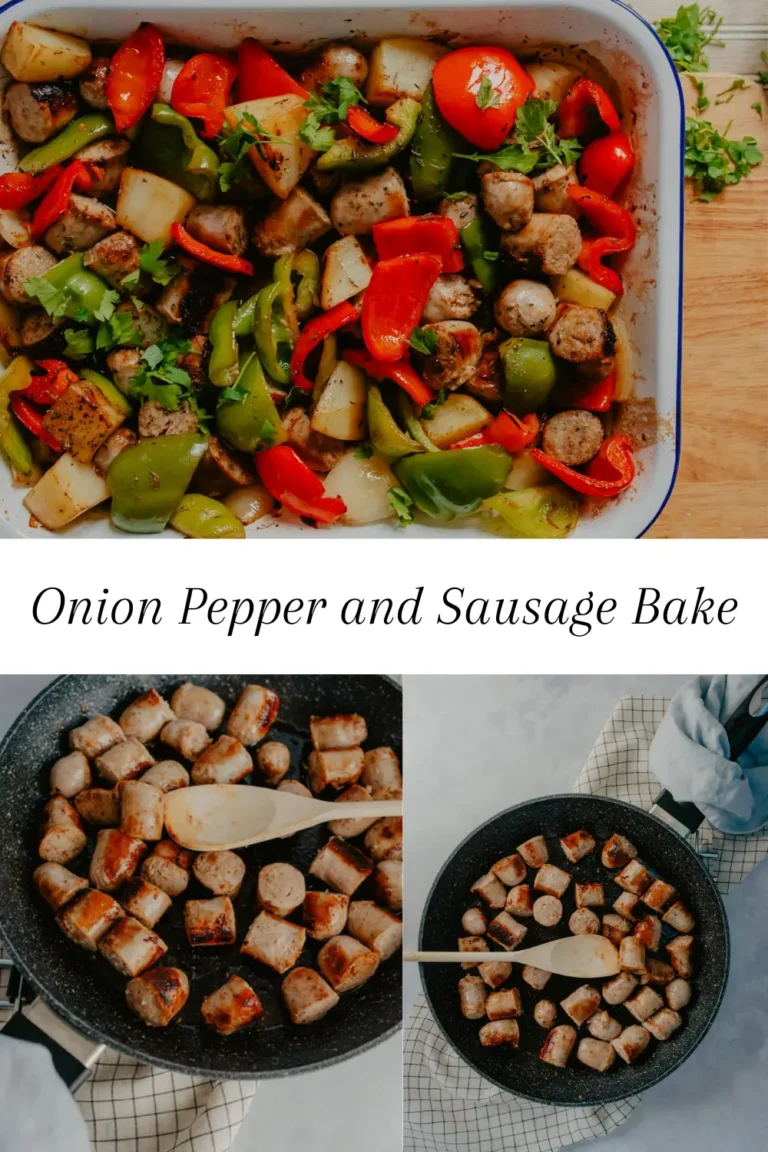 Onion Pepper and Sausage Bake