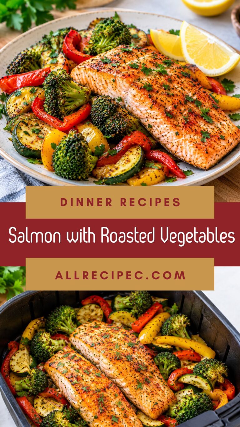 Air Fryer Salmon with Roasted Vegetables